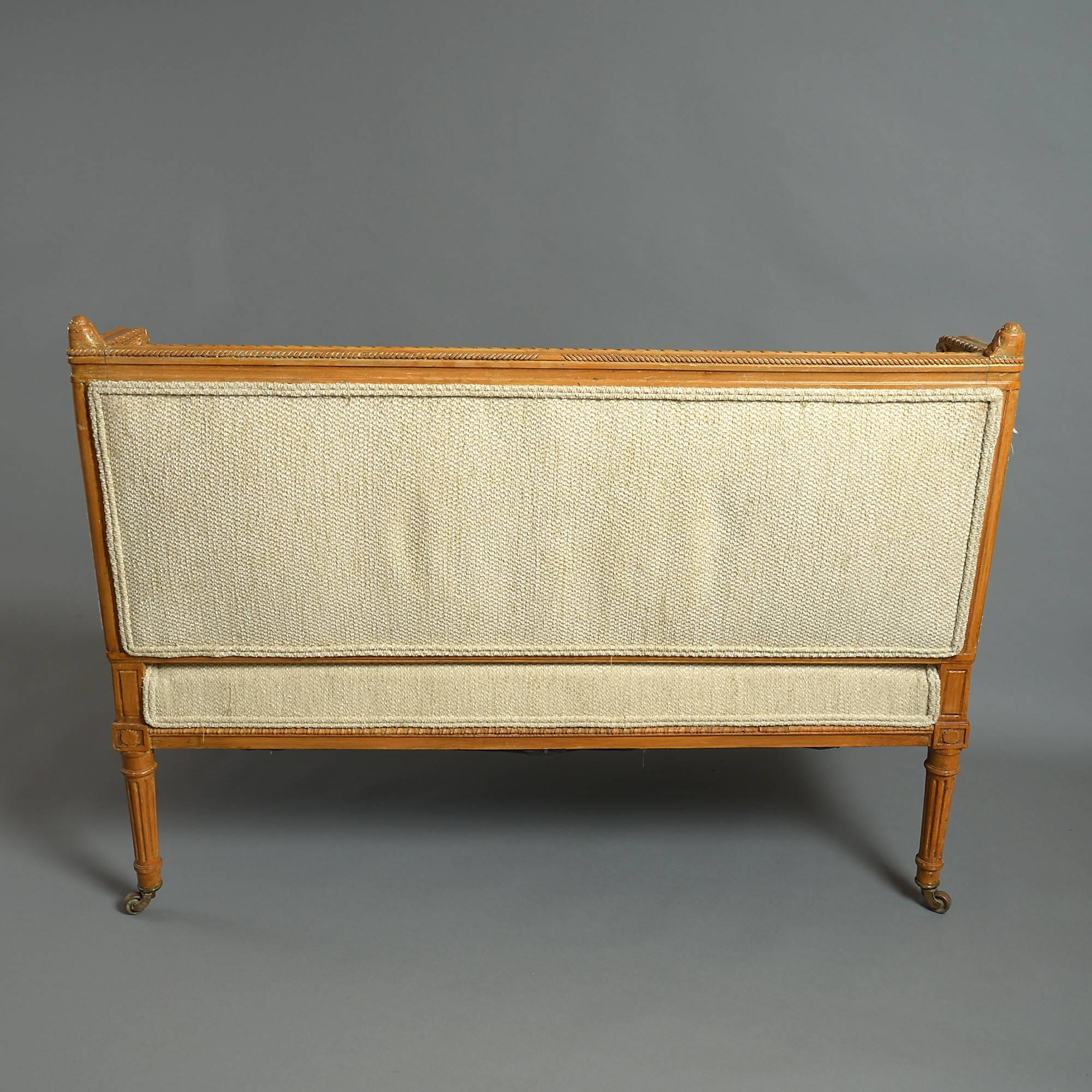 19th Century Louis XVI Style Carved Beechwood Canapé or Sofa In Good Condition In London, GB