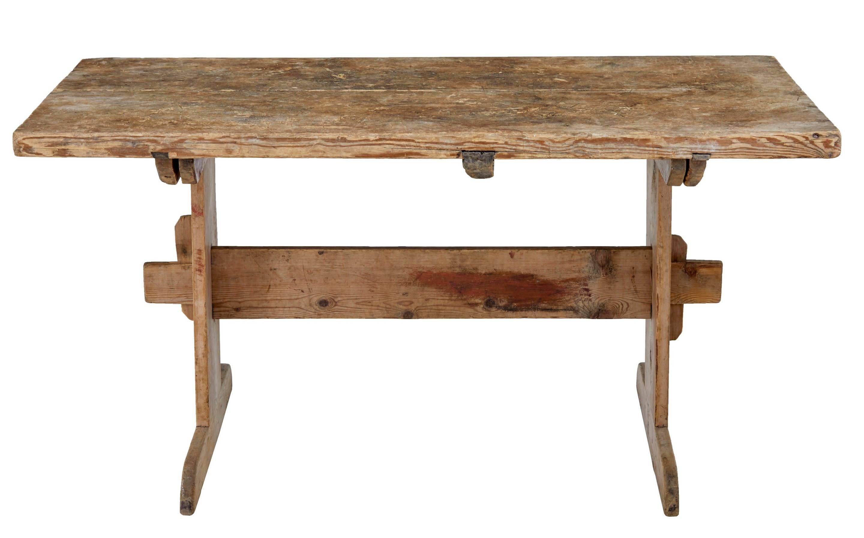 Early 19th Century Pine Trestle Dining Table 1