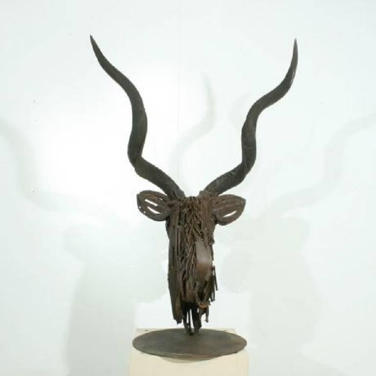 British African Kudu, Contemporary Metal Animal Sculpture