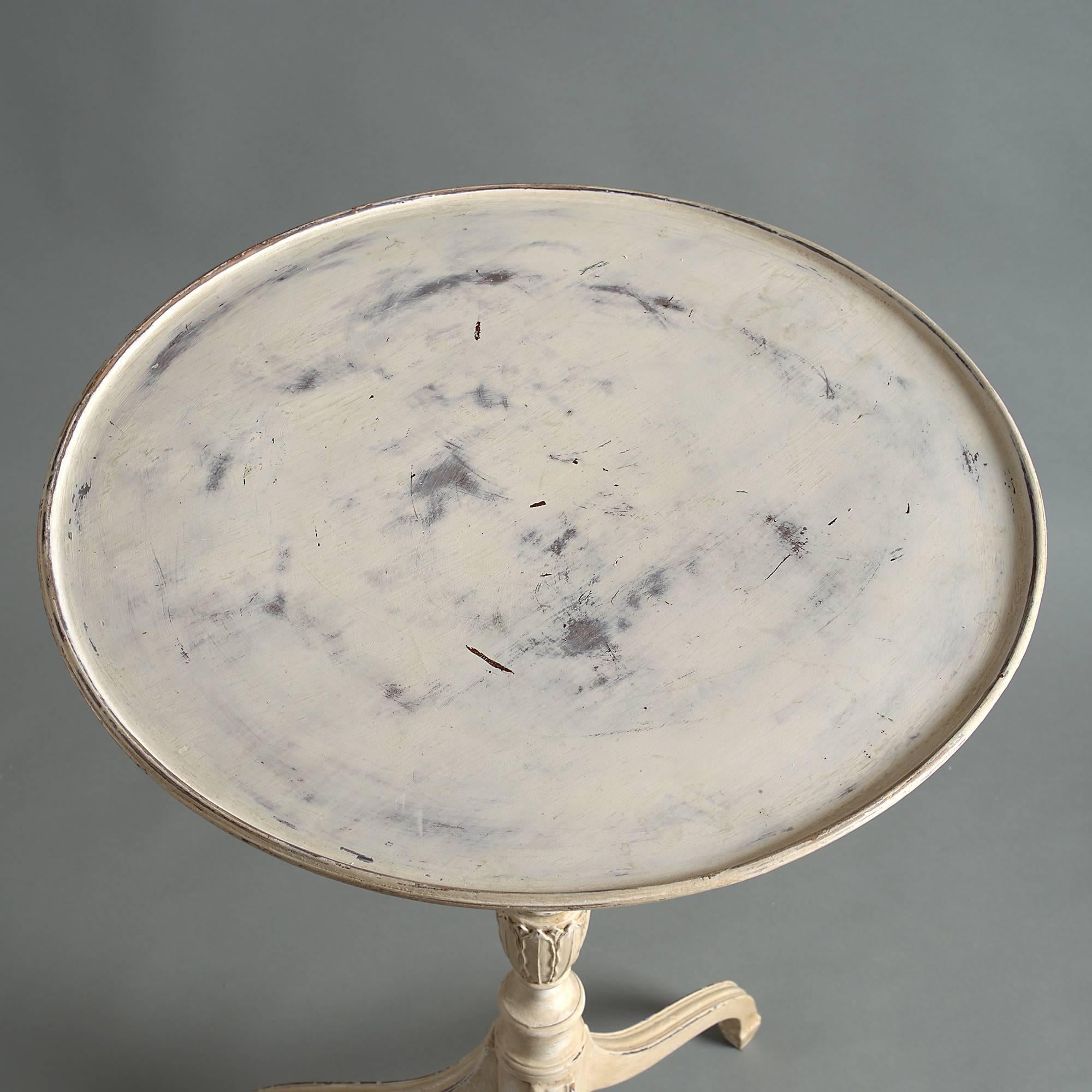 English Painted White Early 20th Century George III Style Occasional Table with Dish Top