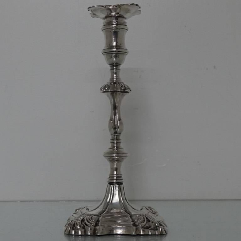 George II Sterling Silver Pair of Candlesticks William Shaw II & William Priest In Excellent Condition In 53-64 Chancery Lane, London