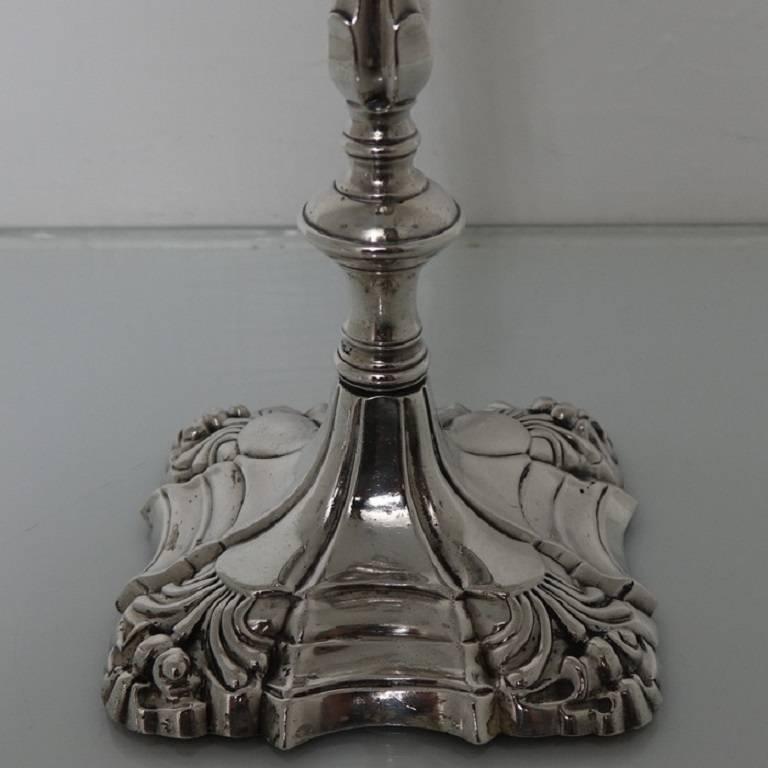 18th Century George II Sterling Silver Pair of Candlesticks William Shaw II & William Priest