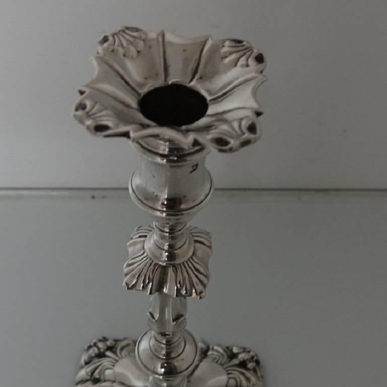 George II Sterling Silver Pair of Candlesticks William Shaw II & William Priest 1