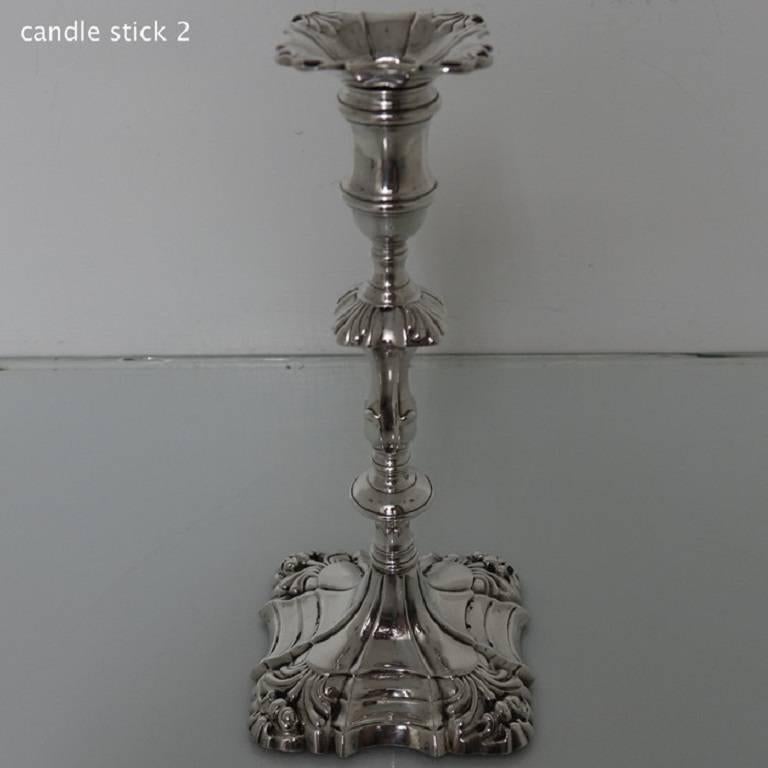 George II Sterling Silver Pair of Candlesticks William Shaw II & William Priest 4