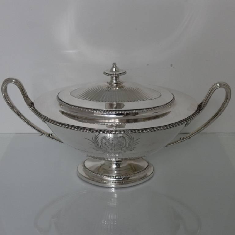 British Antique Sterling Silver George III Soup Tureen London 1789 John Scofield For Sale