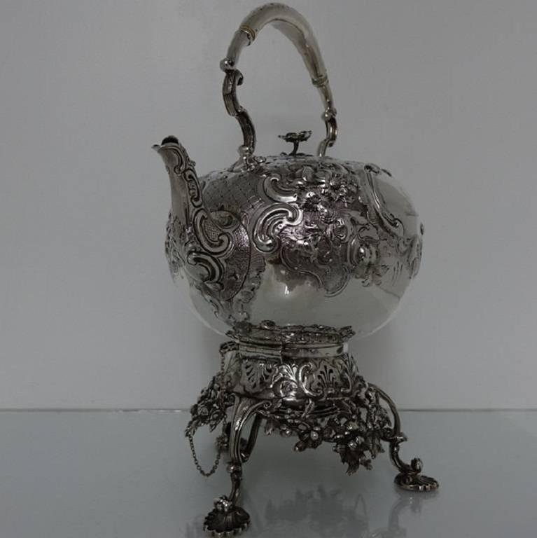 Antique Sterling Silver Victorian Tea Kettle London 1856 Robert Harper