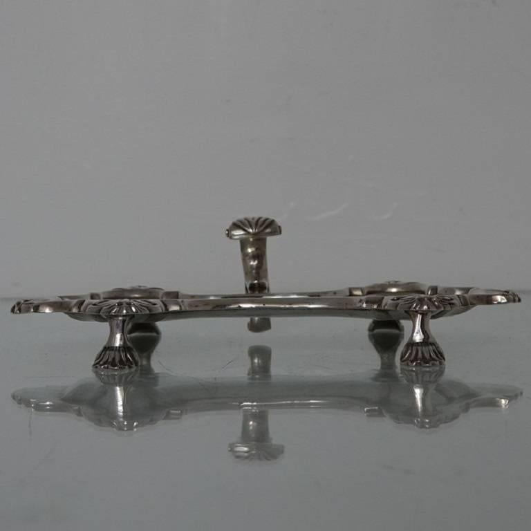 18th Century George II Antique Sterling Silver Snuffer Tray London, 1751, John Priest For Sale