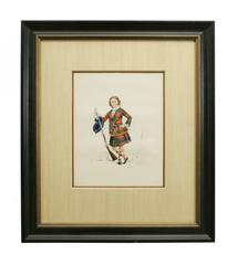 Antique Scottish Shooting Engraving of Sir James Macdonald, Boy with Gun