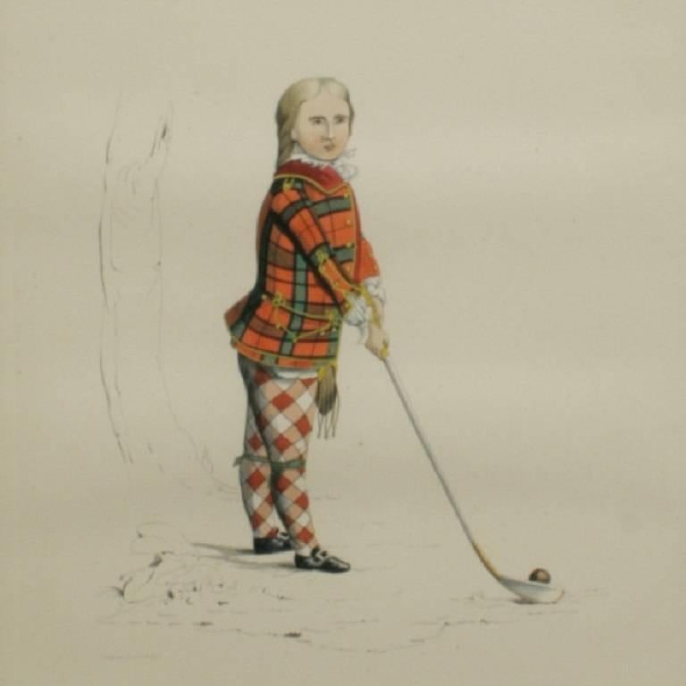 19th Century Antique Scottish Shooting Engraving of Sir James Macdonald, Boy with Gun