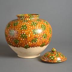 20th Century Tang Style Egg and Spinach Glazed Vase and Cover