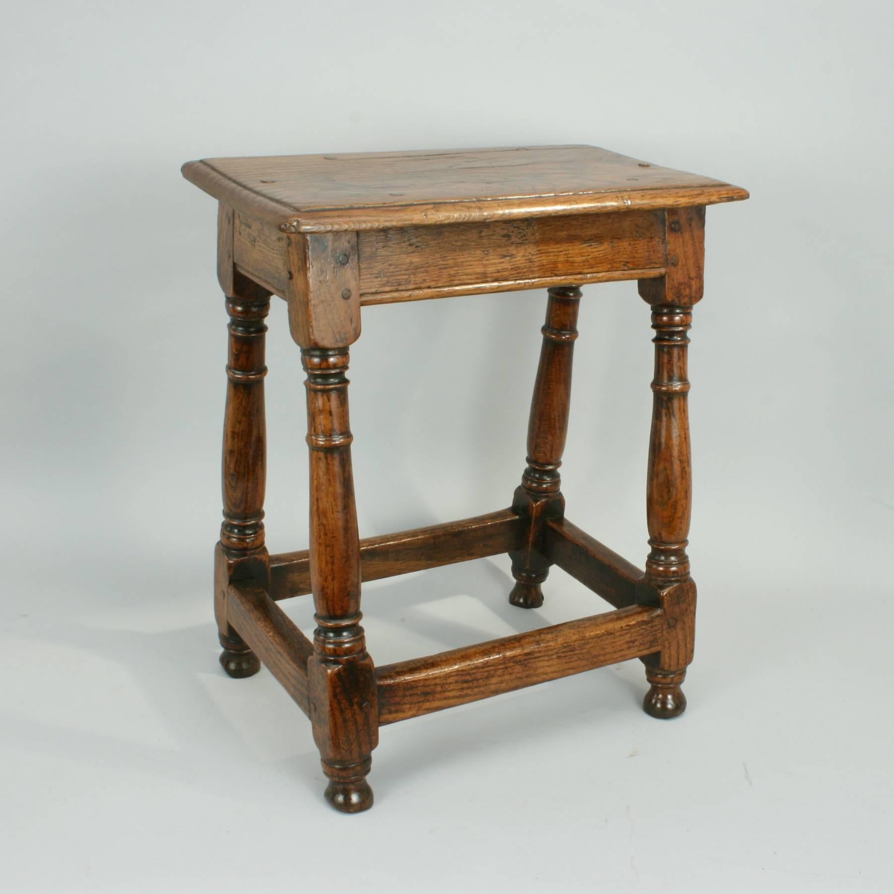 British Antique Early Oak Joint Stool
