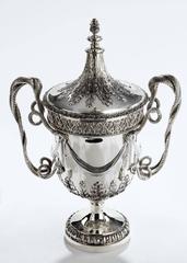 Garniture of Three Solid Silver Trophies