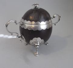 Extremely Rare George II Coconut Cup and Cover Made in Dublin, circa 1740