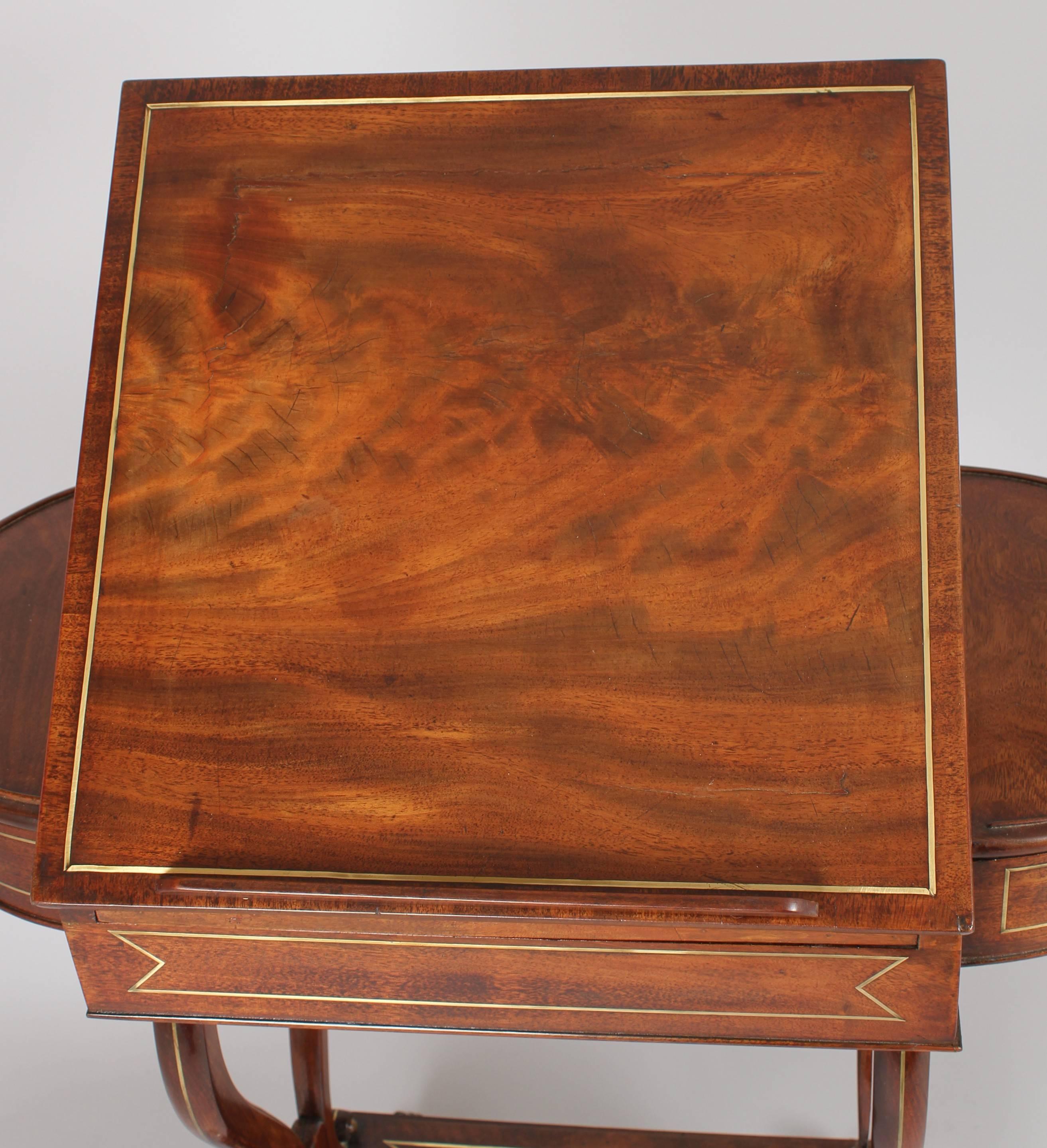 English Regency Mahogany and Brass Inlaid Work-Table