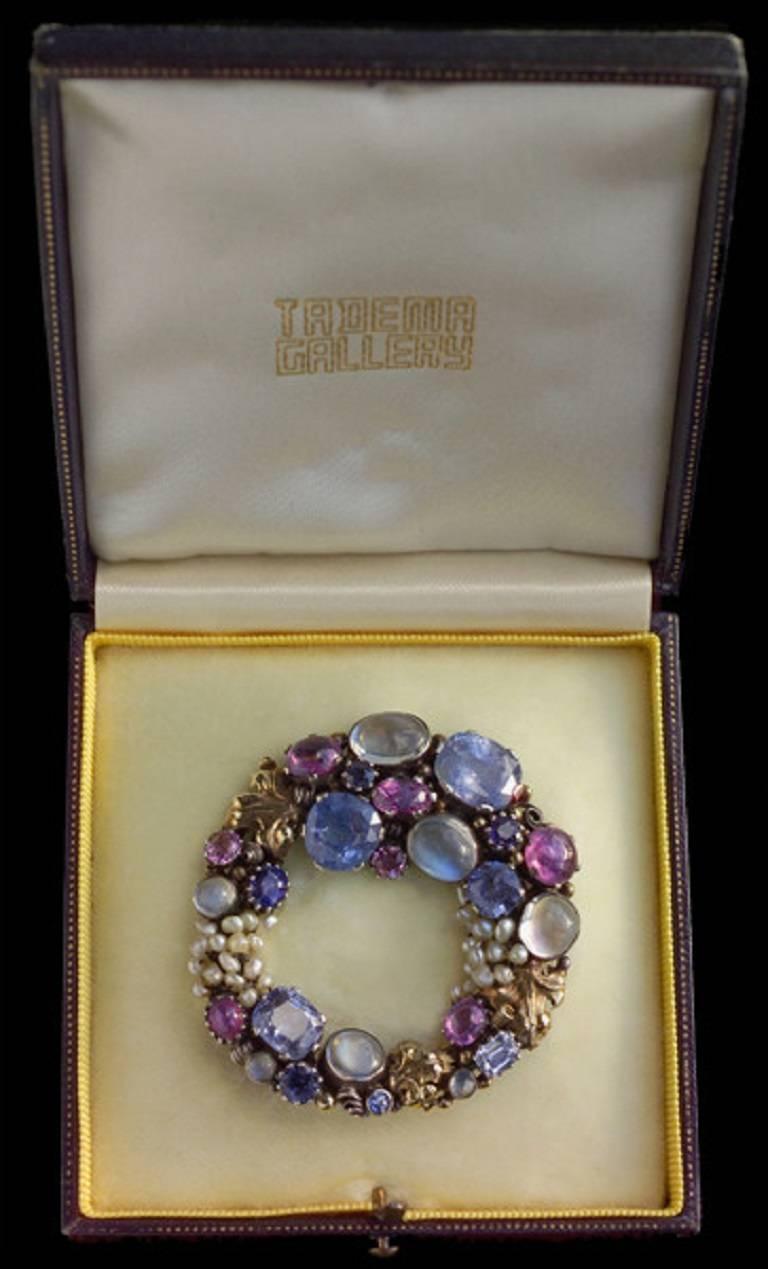 Arts and Crafts Dorrie Nossiter  Arts and  Crafts Gem Set Brooch