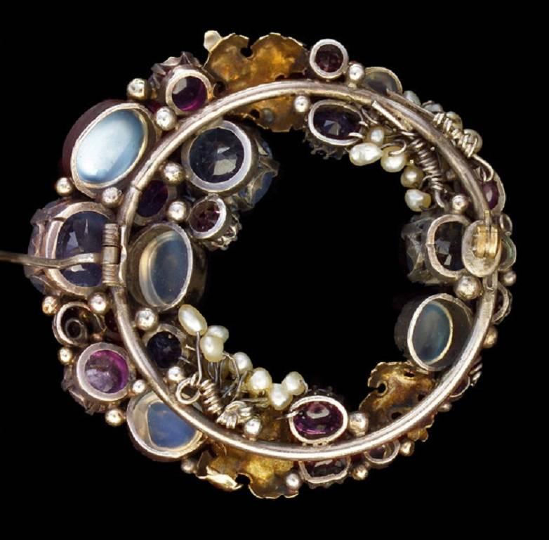 Dorrie Nossiter  Arts and  Crafts Gem Set Brooch 1