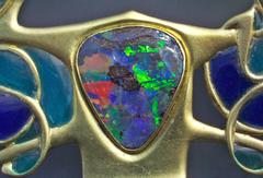 Archibald Knox Art Nouveau Opal Enamel Gold Diadem Comb for Liberty & Co.