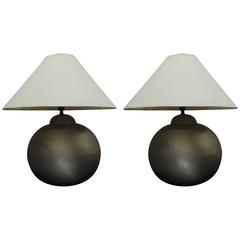 Pair of French Mid-Century Modern Hand-Hammered and Matte Nickel Table Lamps 10