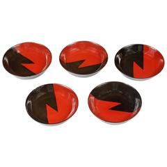 Set of Five Jean Dunand Lacquered Bowls