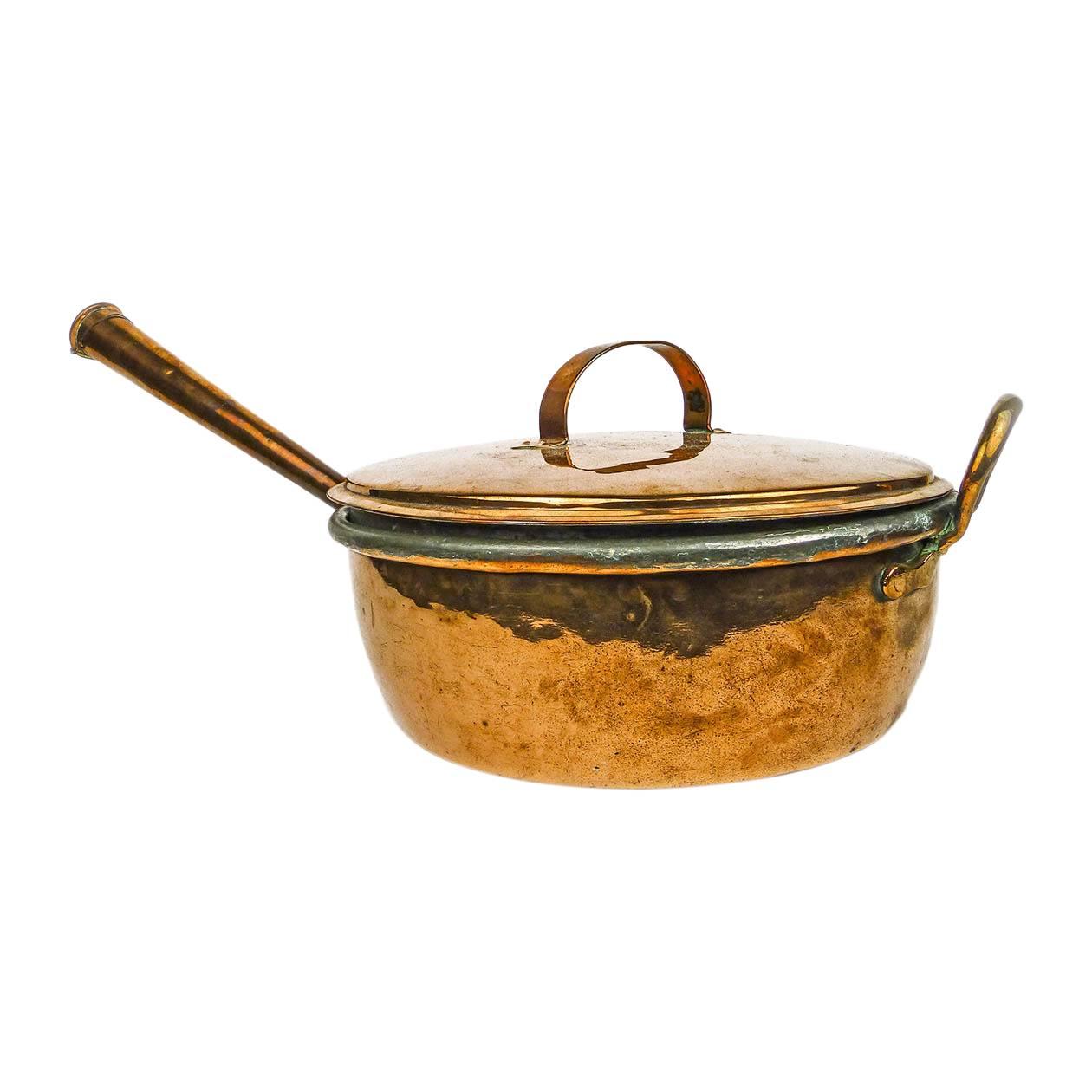 Large English Copper Cooking Pot with Matching Lid, circa 1860 For Sale