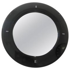 Retro Round Mirror Dark Glass, Italy, 1960s