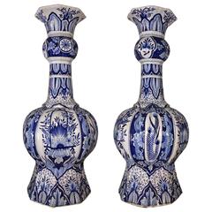 Pair of Blue and White Delft Vases