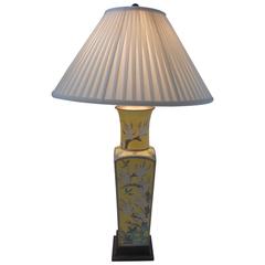 Yellow Floral Chinese Vase as a Lamp