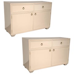Pair Of Jackie Buffet Cabinets By E J Victor White Laquered Box Design