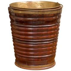 Turned Mahogany Peat Bucket with Brass Liner, Dutch, circa 1820