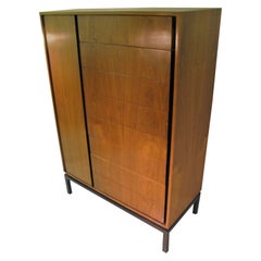 Mid-Century Modern Rosewood Tall Dresser with Ebonized Frame