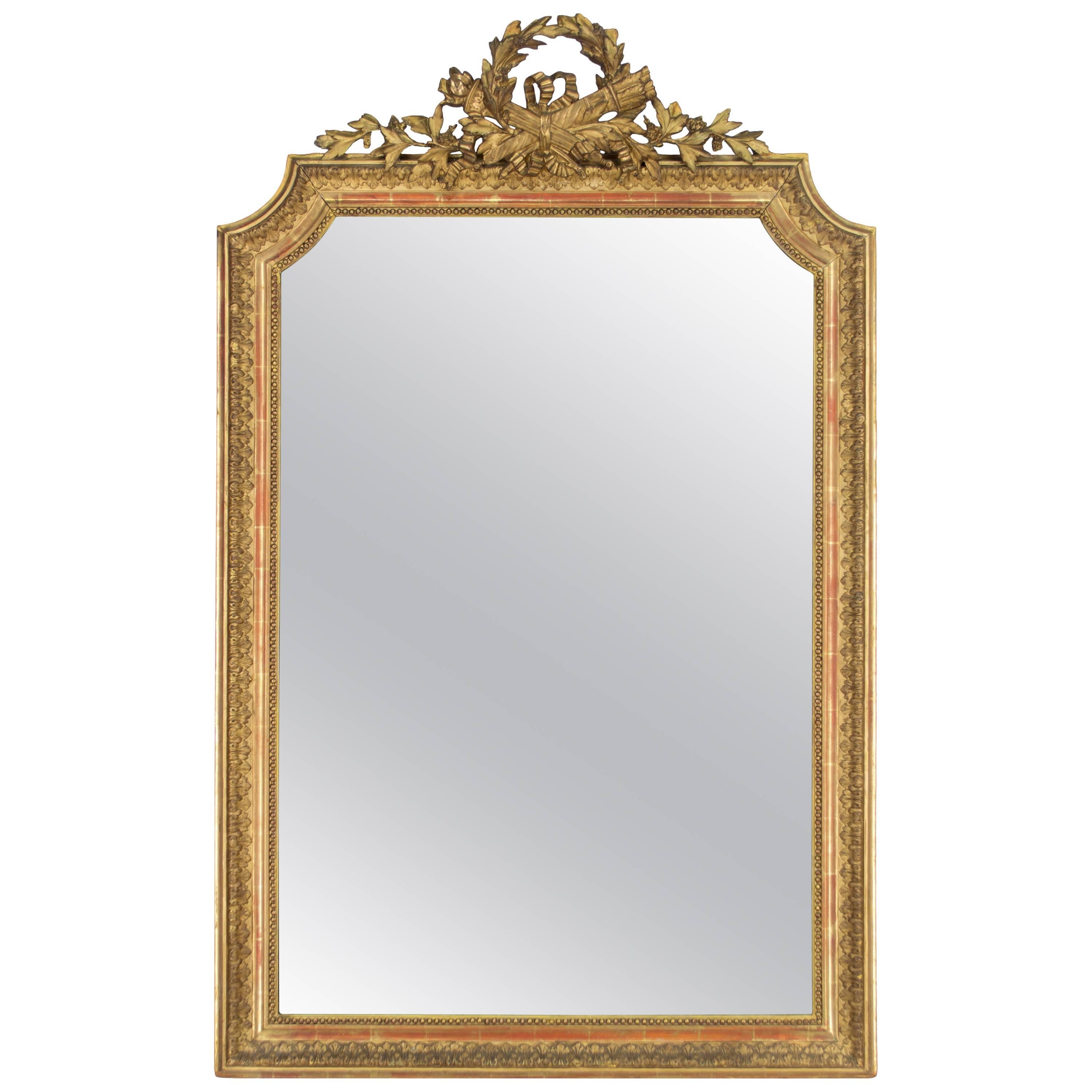 19th Century French Louis XVI Style Gilded Mirror