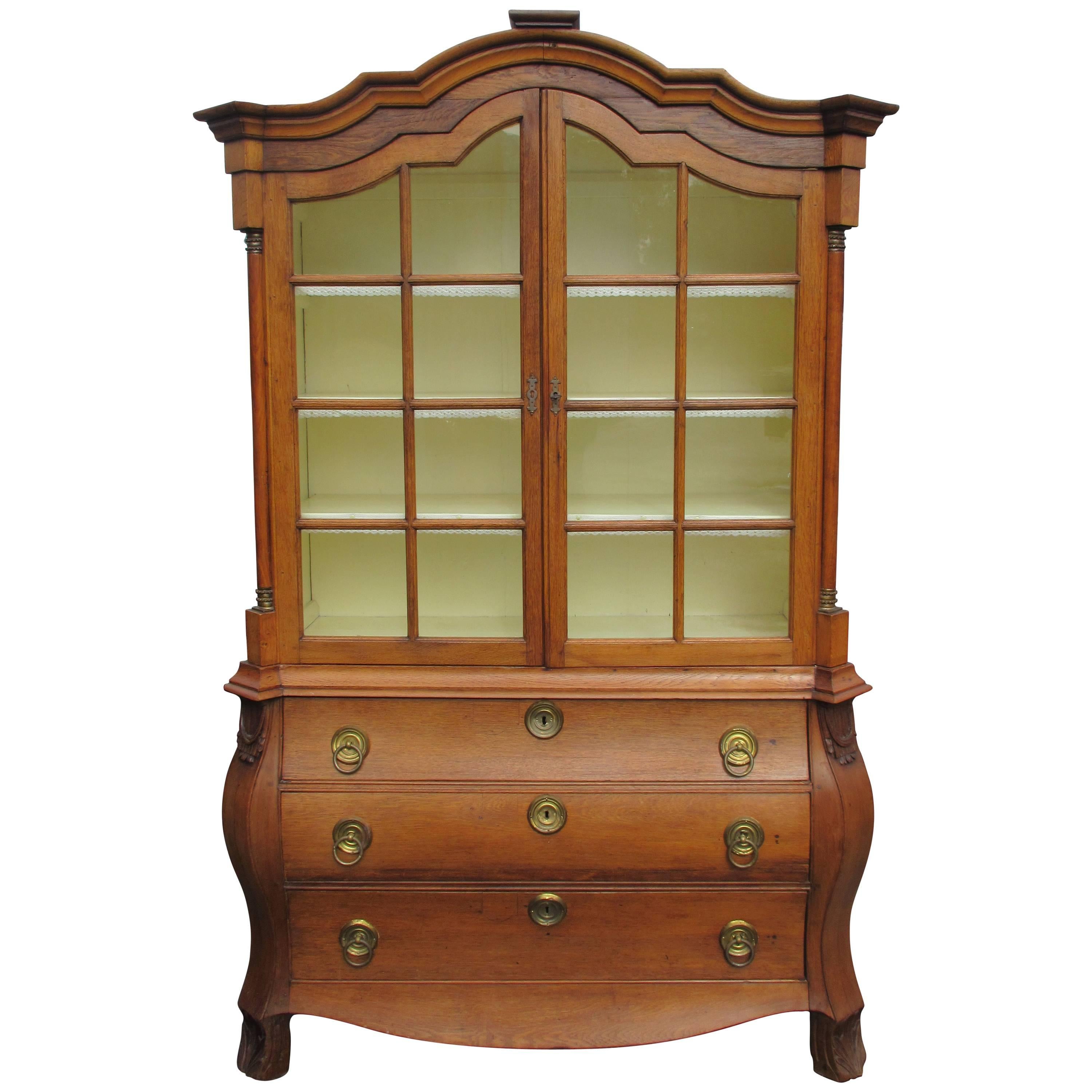 18th Century Dutch Friesian Oak China Cabinet STRICTLY THIS SATURDAY SALE! For Sale