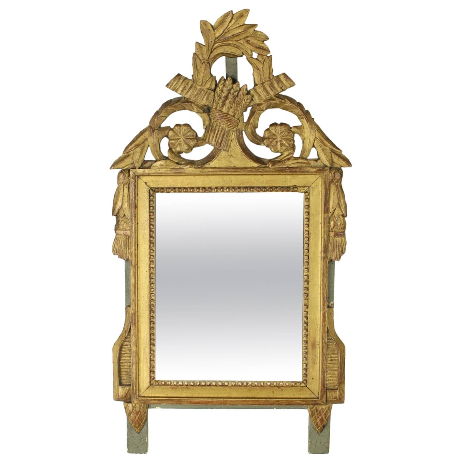 Early Antique Gilded Wooden Miroir de Mariage For Sale