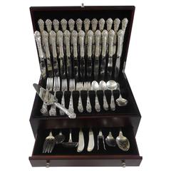 Vintage FRENCH RENAISSANCE BY REED & BARTON Sterling Silver Flatware Dinner Set 105 pcs