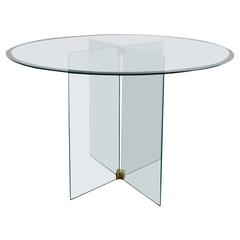 Classic Pace Glass and Brass Round Dining Table