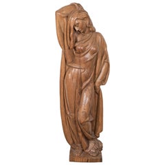 Modernist Wooden Sculpture of a Woman, Attributed to Albert Wein