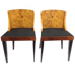 A Pair of Rare Italian Biedermeier Side Chairs With Modernist Design