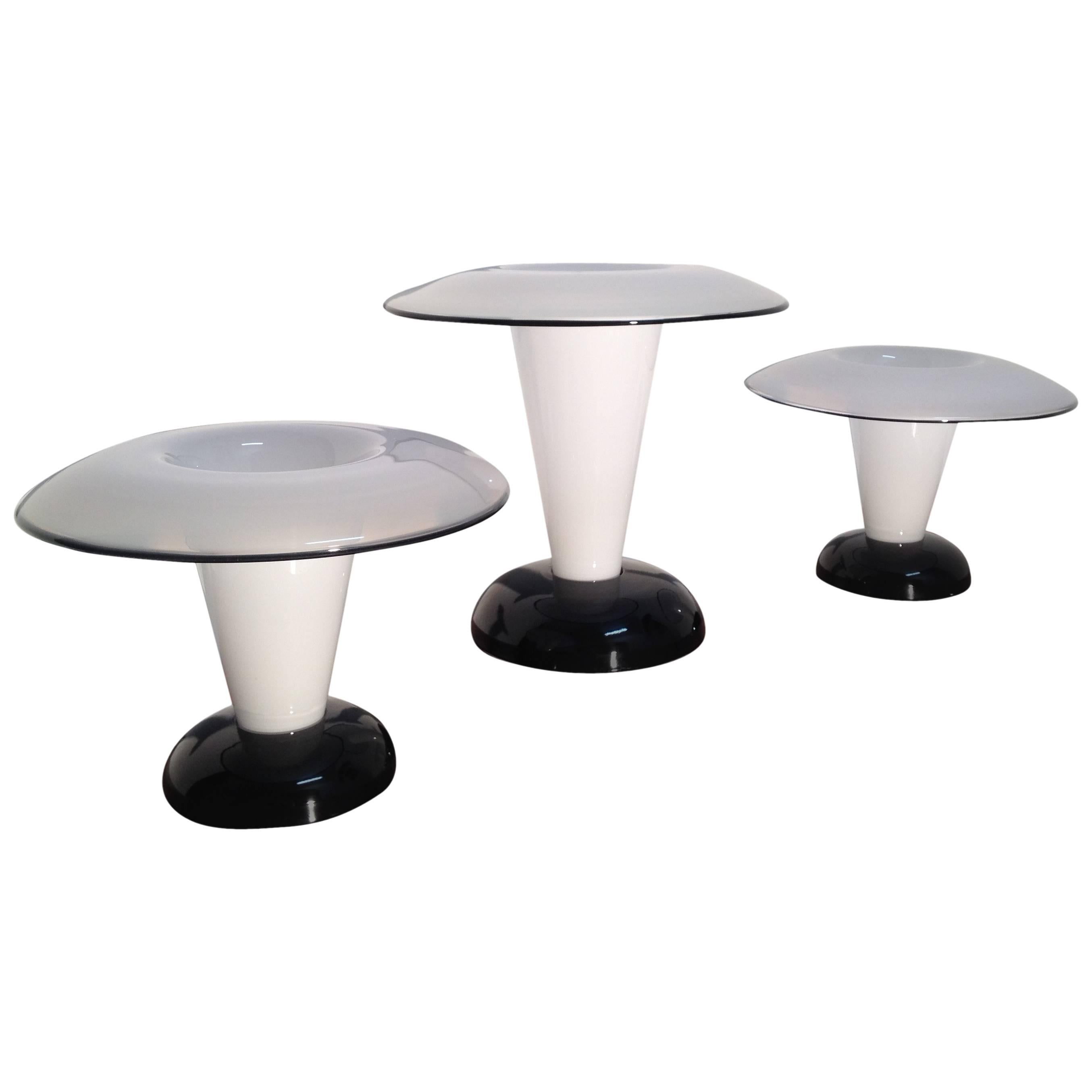 Black and White Italian Mushroom Table Lamps For Sale