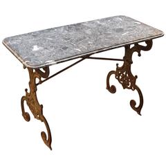 French Early 19th Century Bistro Table in Cast Iron and Marble
