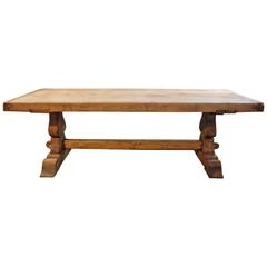 Early 20th Century French Farm or Trestle Table in Bleached Oak
