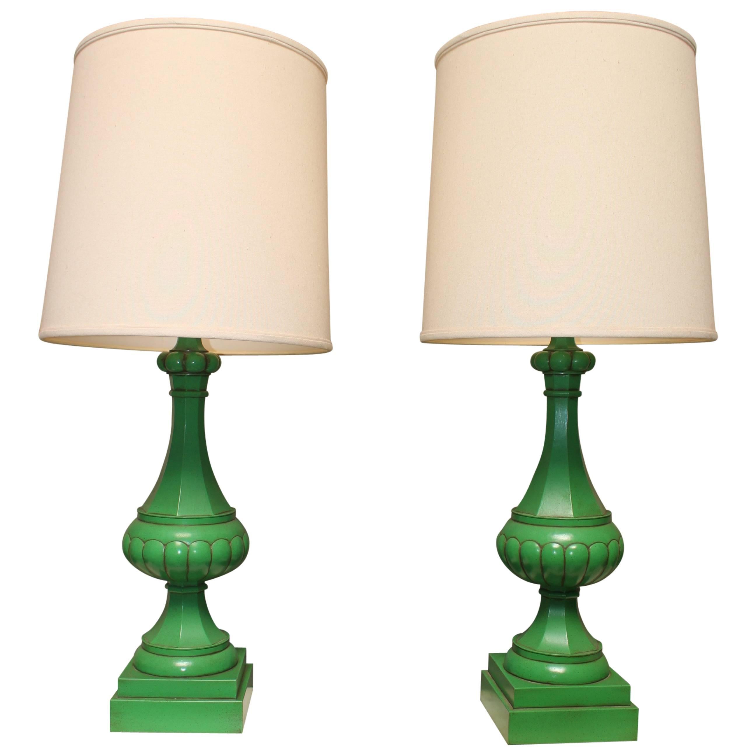 A Pair Of Italian Painted Tole Lamp Bases