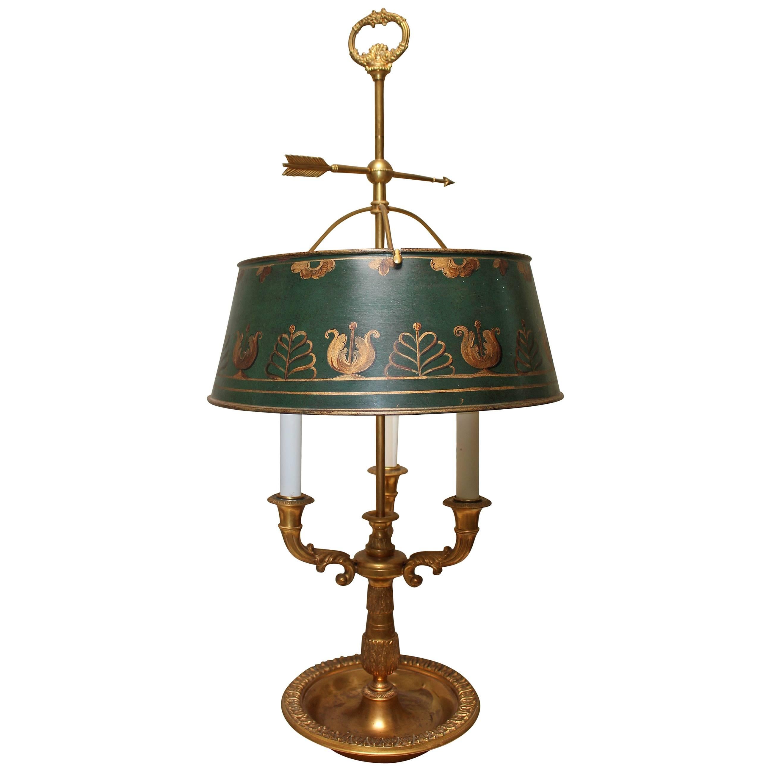 A French Bronze and Tole Bouillotte Lamp