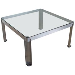 1980s French Aluminium and Glass Coffee Table