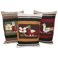 Pictorial Indian Weaving Pillows with Birds