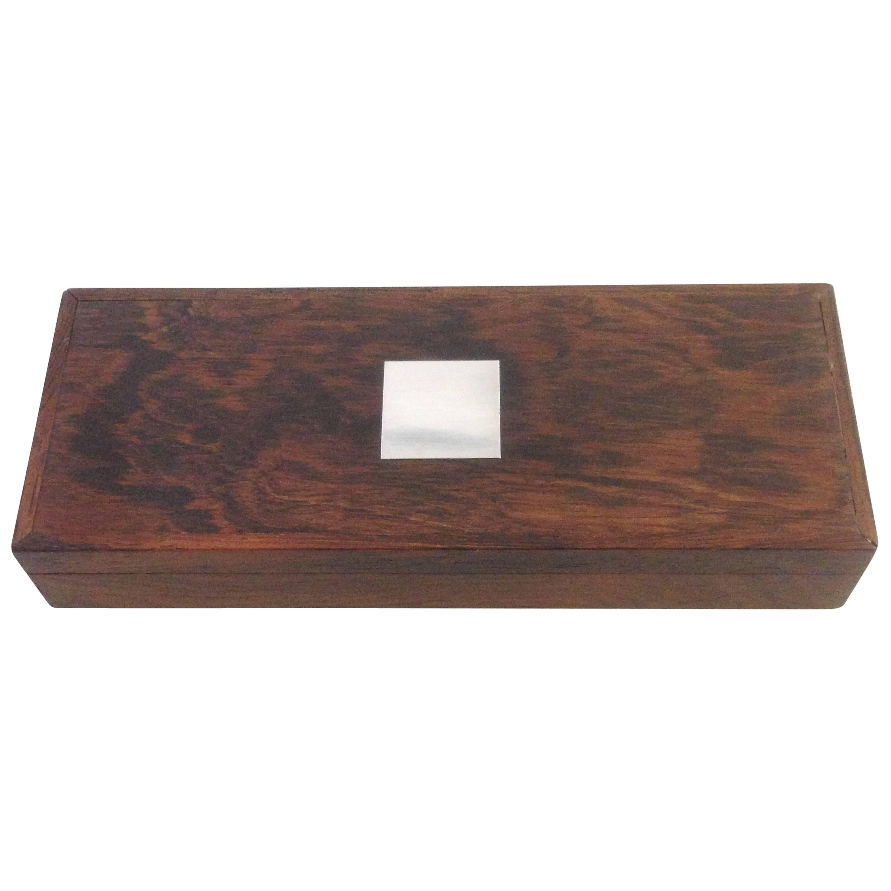 Hans Hansen Rosewood Box with Sterling Silver Inlay
