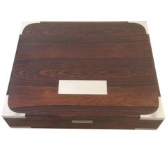 Huge Hans Hansen Rosewood Box with Sterling Silver Inlay