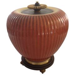 Royal Copenhagen Vase with Bronze Lid and Stand by Knud Andersen