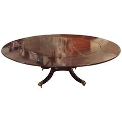Vintage Regal Enormous Round Mahogany Dining Table with Peripheral Leaves