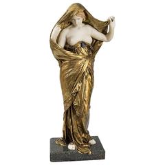 Antique Barrias French Art Nouveau Sculpture, “Nature Revealing Herself Before Science”
