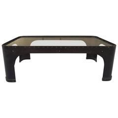 French Riveted Industrial Steel Coffee Table